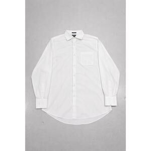Neiman Marcus Mens White 80s 2 Ply Long Sleeve Trim Fit‎ Dress Shirt Size 17